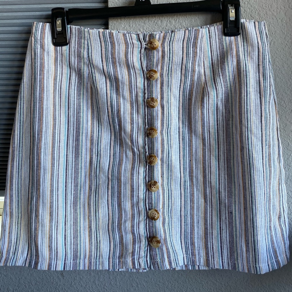 striped multicolored button front skirt